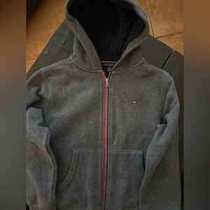 Tommy Hilfiger Charcoal Jacket with Crimson Trim